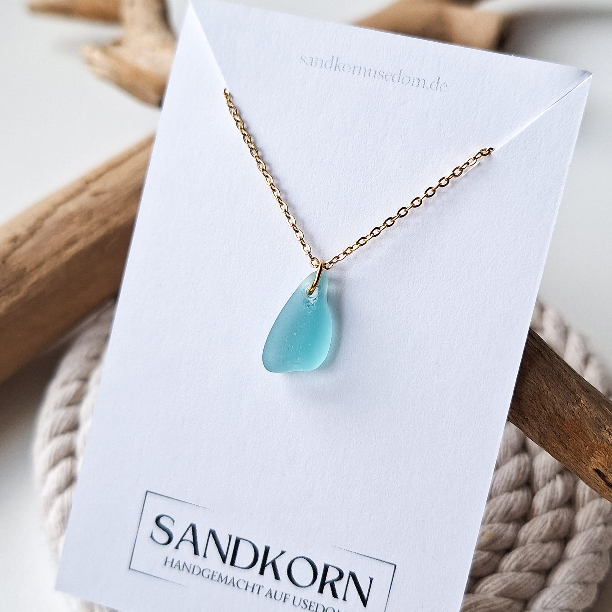 Seeglas-Halskette - Türkis