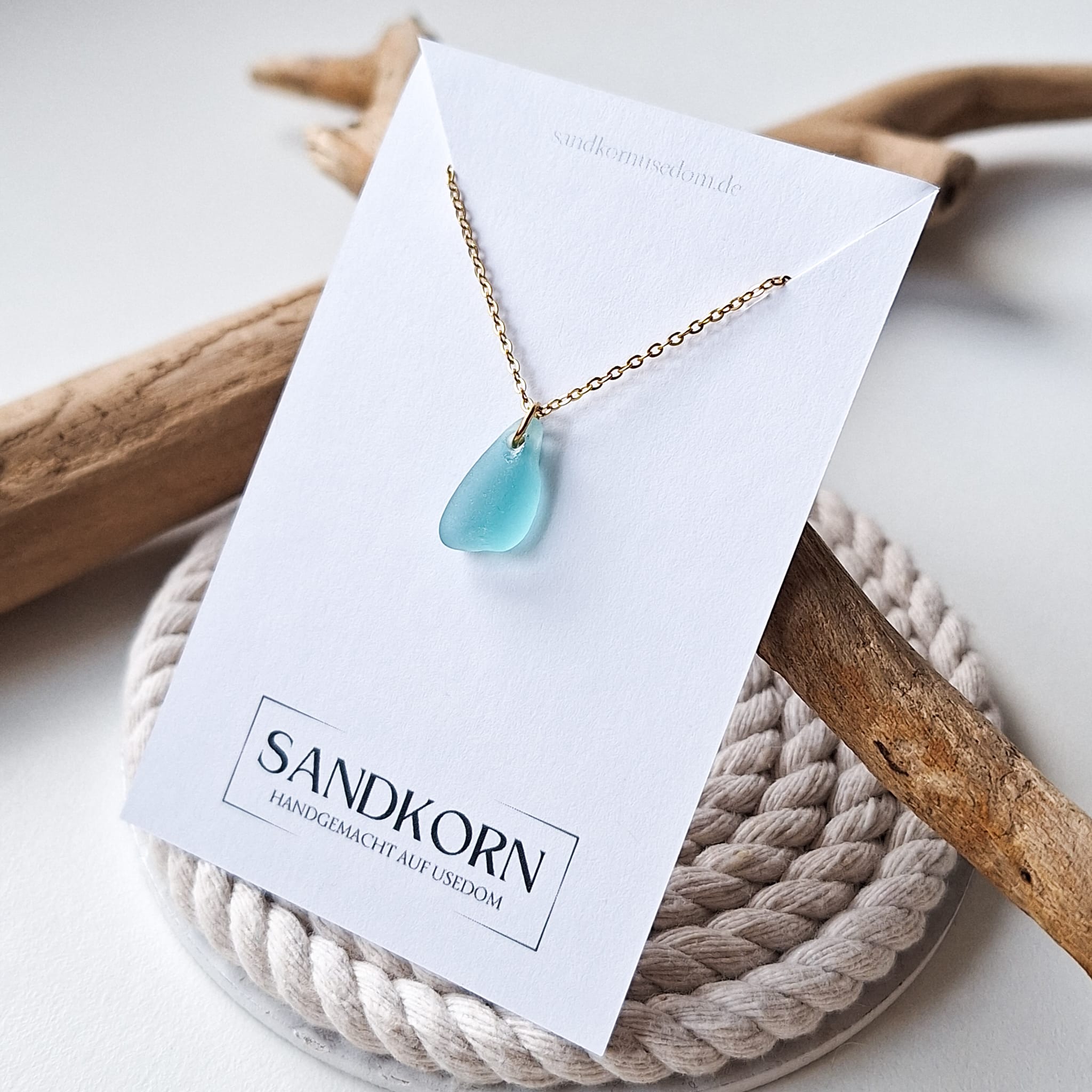 Seeglas-Halskette - Türkis