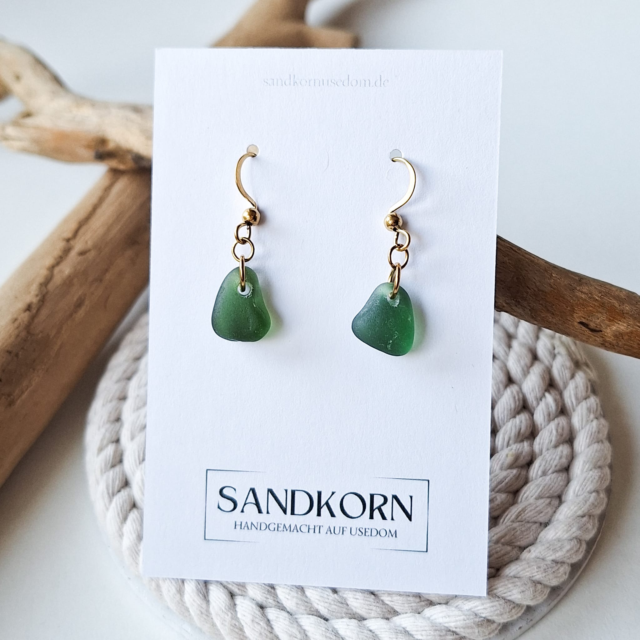 Seeglas-Ohrringe - Waldgrün