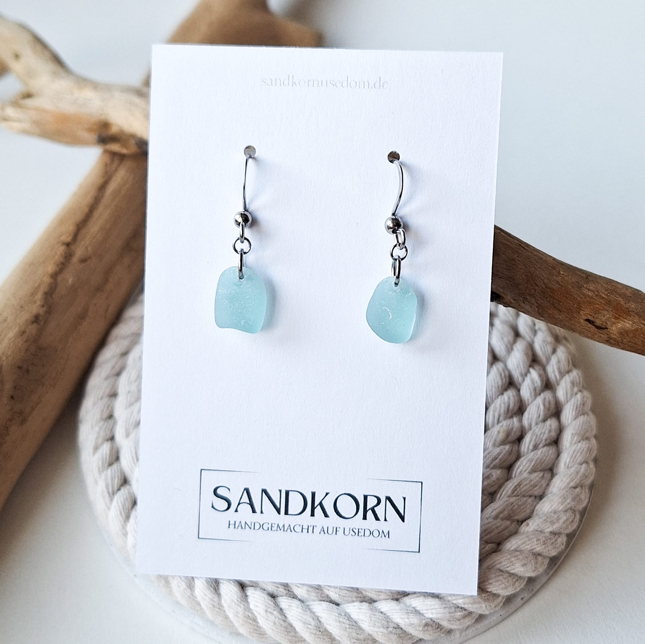 Seeglas-Ohrringe - Aqua