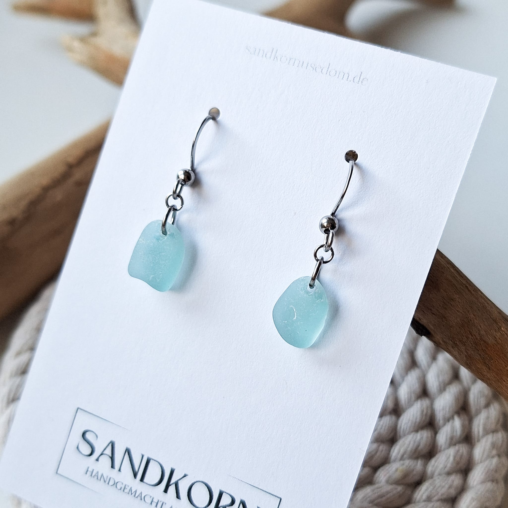 Seeglas-Ohrringe - Aqua