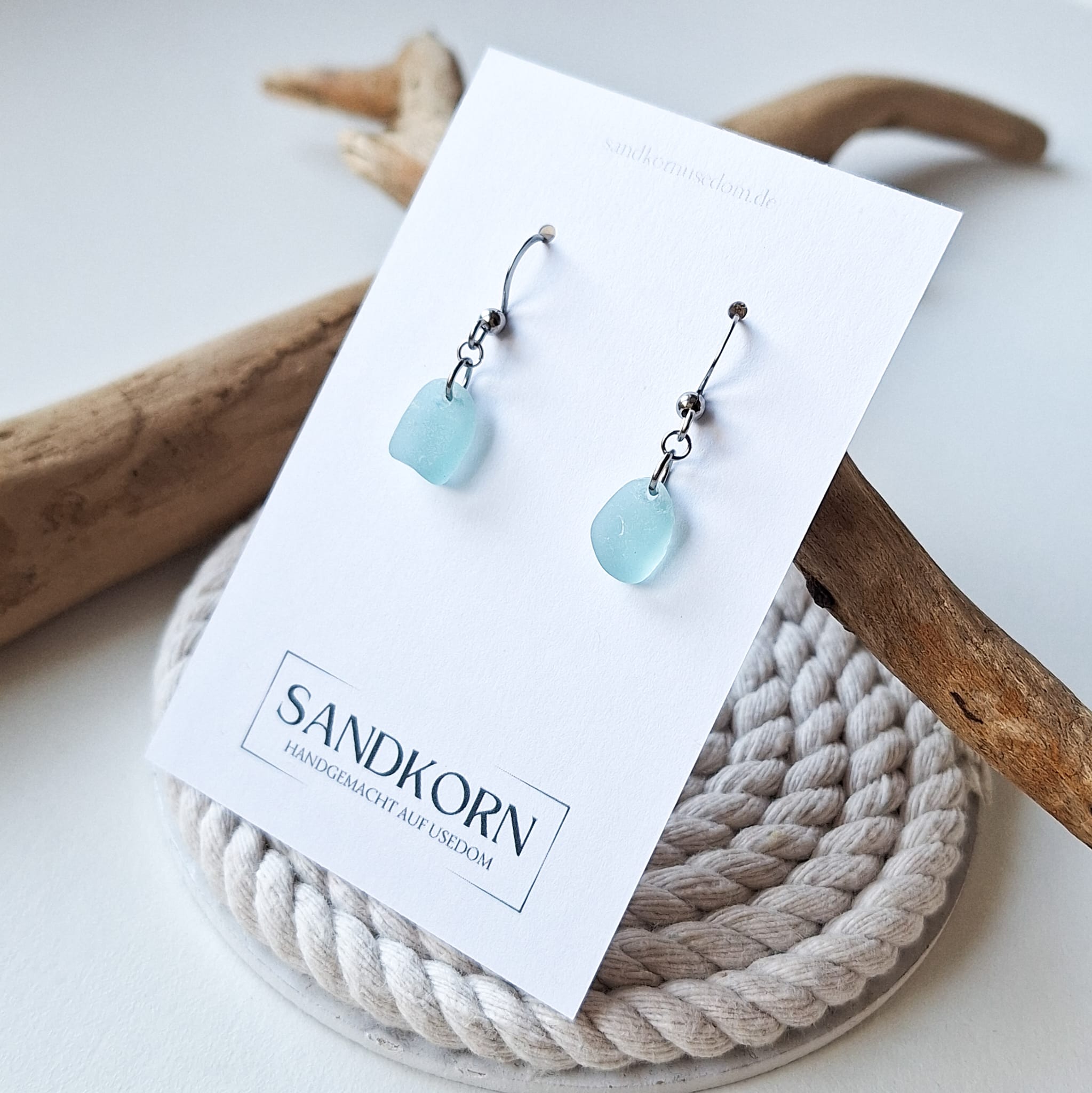 Seeglas-Ohrringe - Aqua