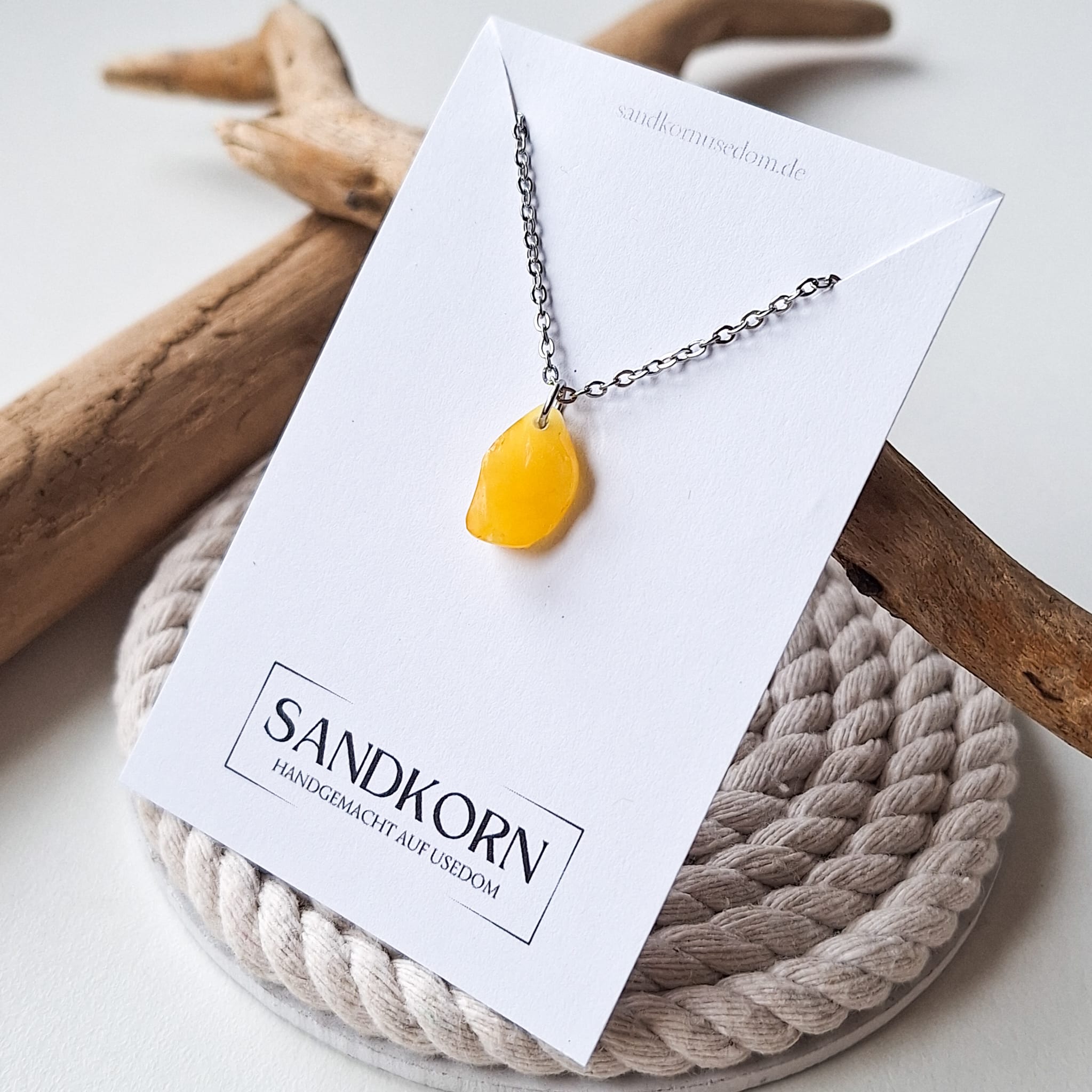 Halskette mit echtem Bernstein aus der Ostsee | Usedom Schmuck