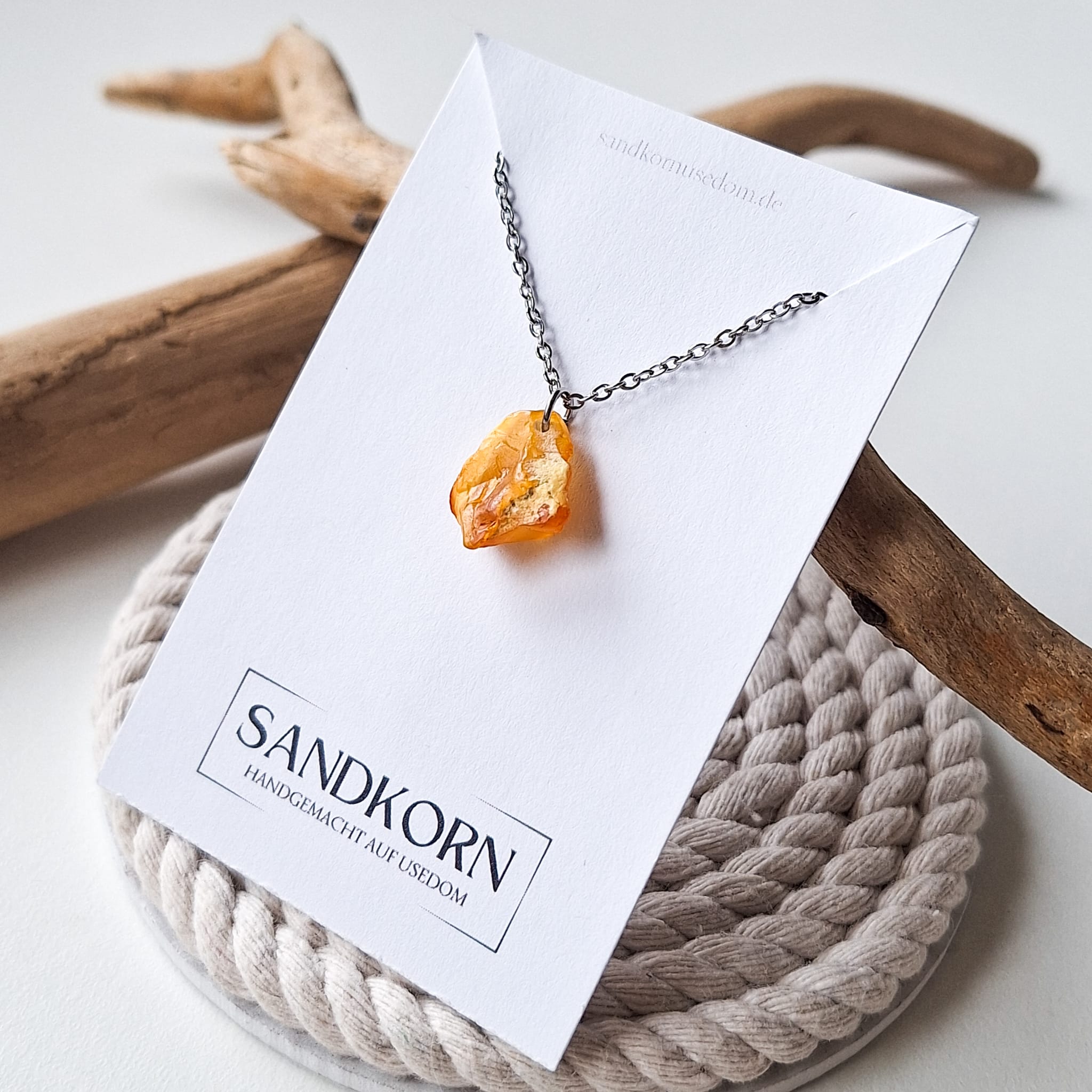 Halskette mit Bernstein - Mehrfarbig