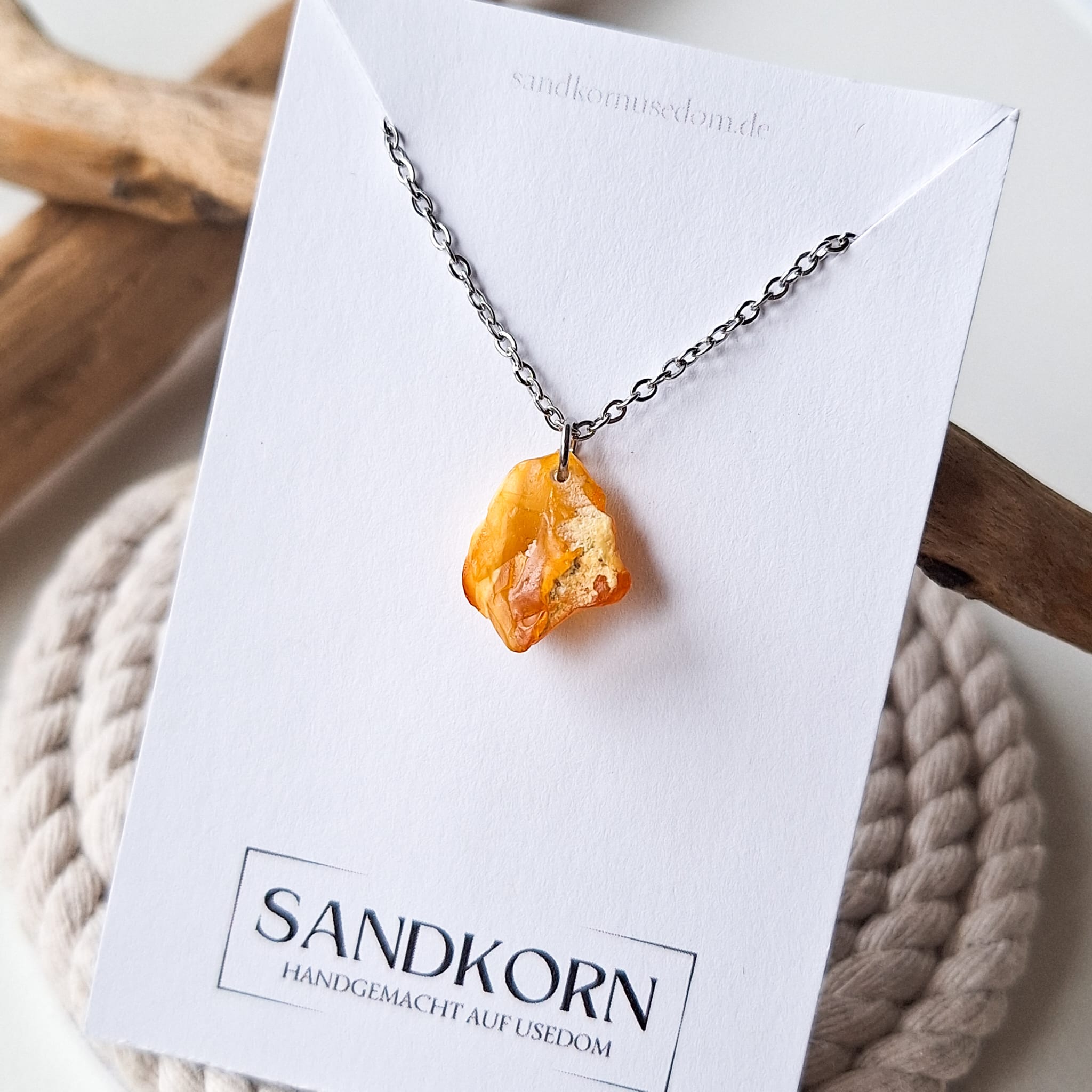 Halskette mit Bernstein - Mehrfarbig