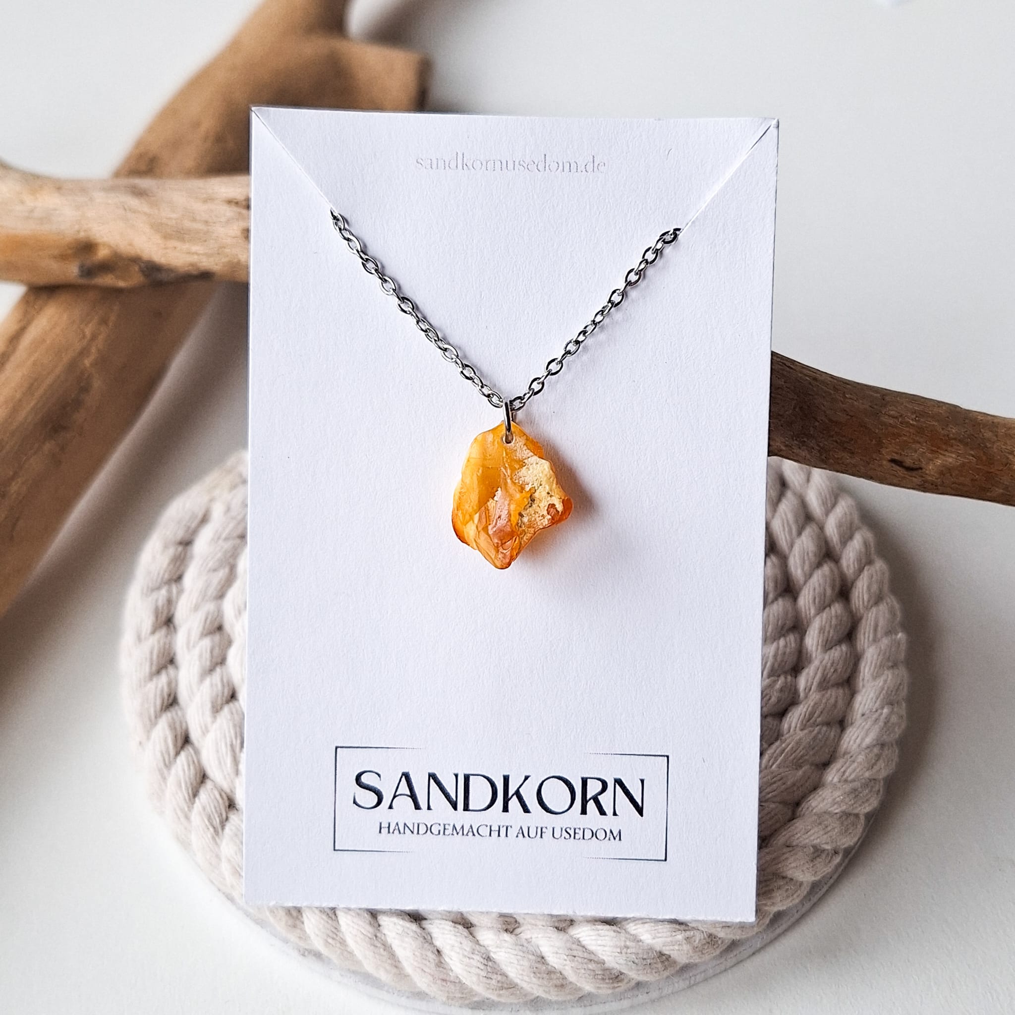 Halskette mit Bernstein - Mehrfarbig