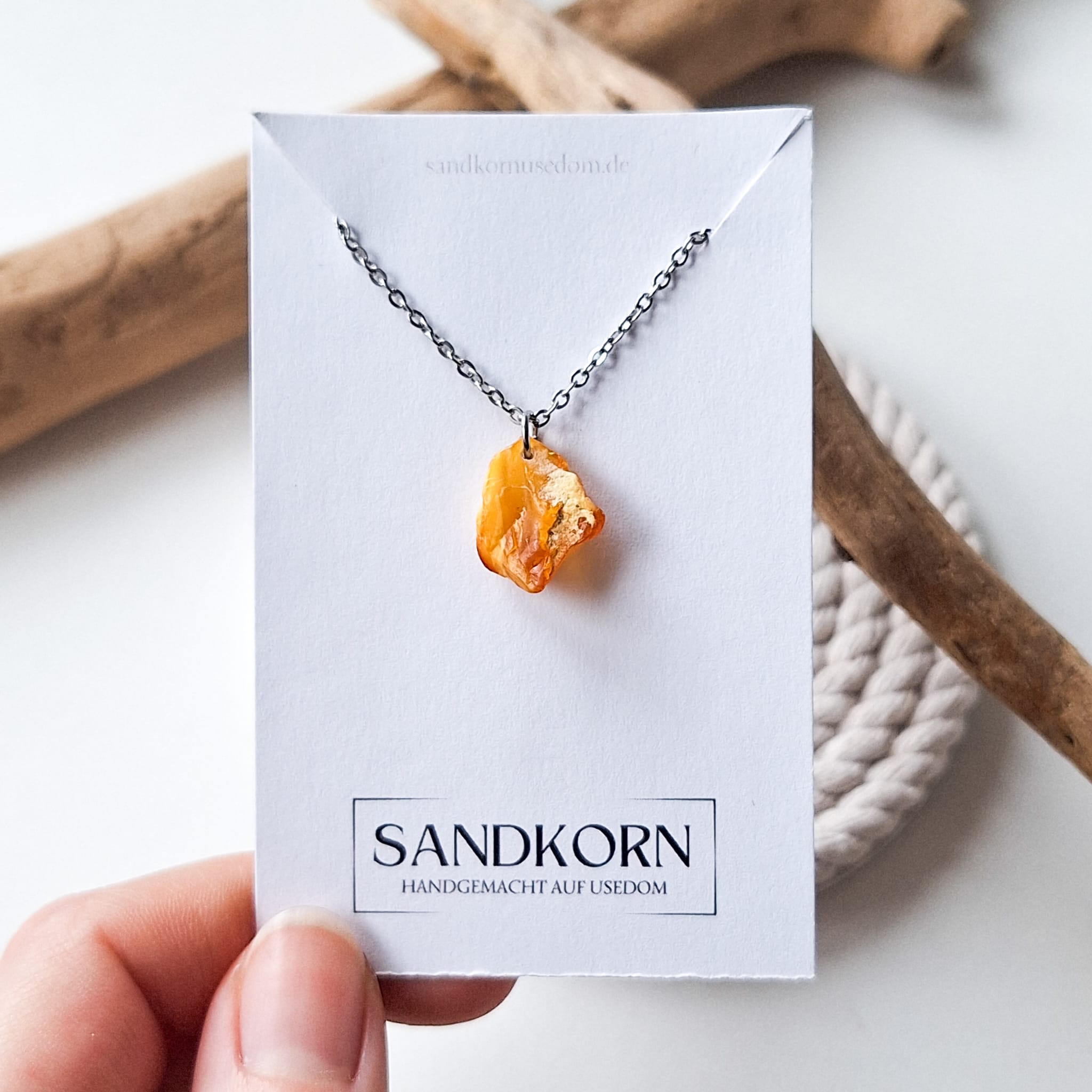 Halskette mit Bernstein - Mehrfarbig