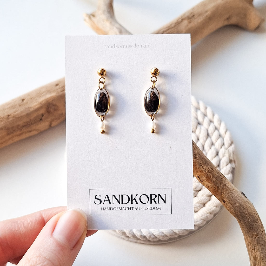 Kolczyki z muszli sercówek i pereł słodkowodnych