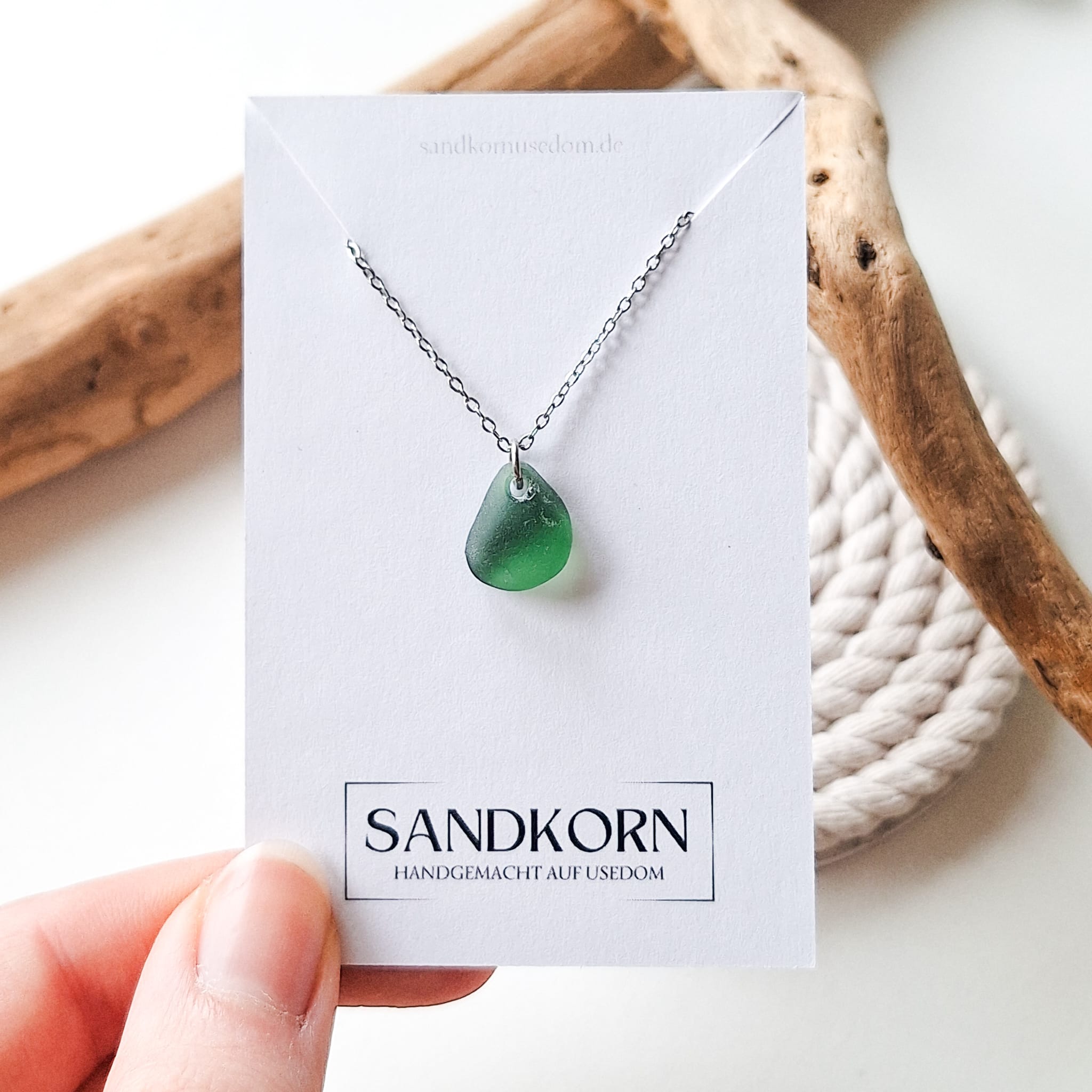 Halskette mit Seeglas - Teal