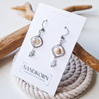 Ohrringe mit Herzmuscheln, Morganit und Süßwasserperlen