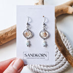 Ohrringe mit Herzmuscheln, Morganit und Süßwasserperlen