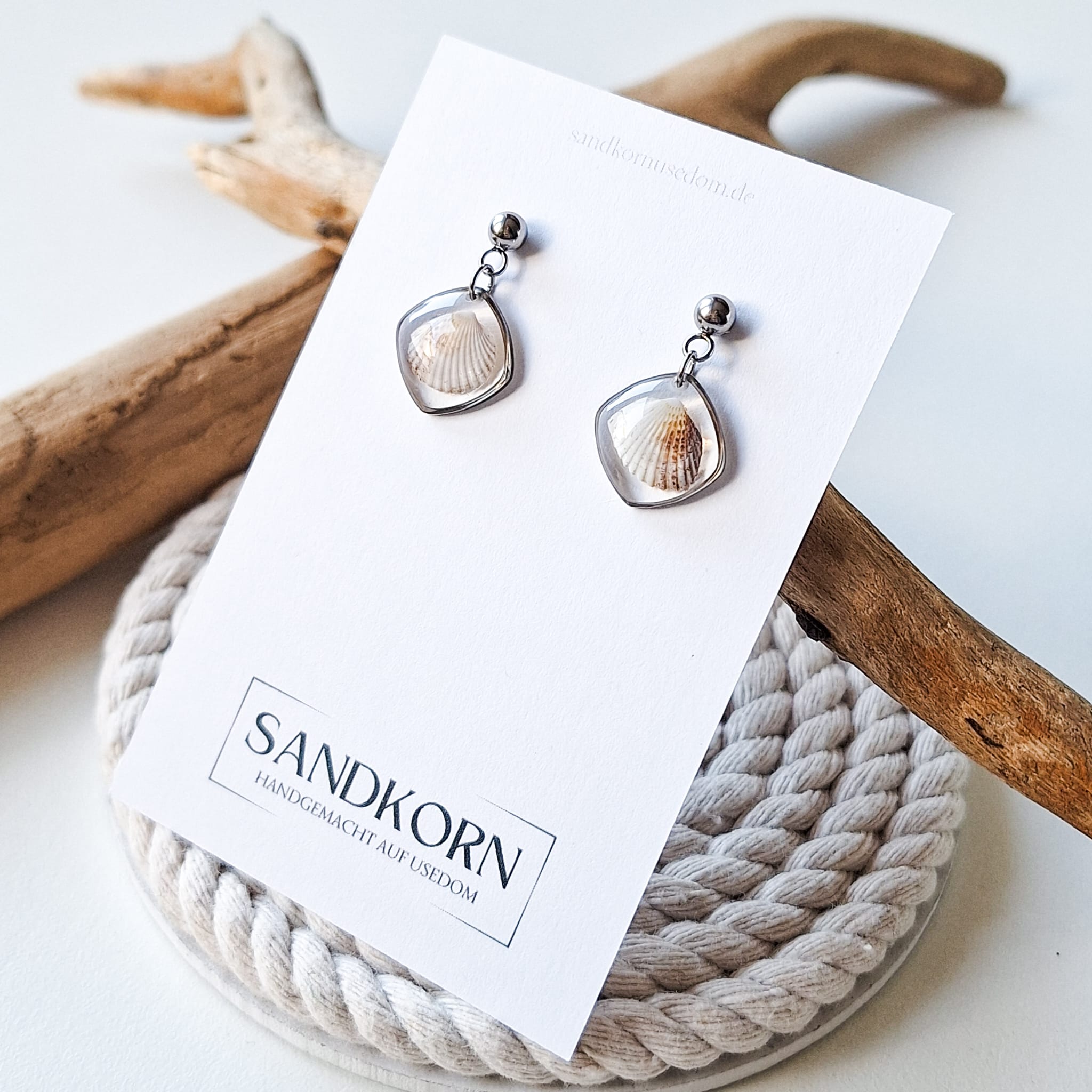 Ohrringe mit Herzmuscheln - Silber