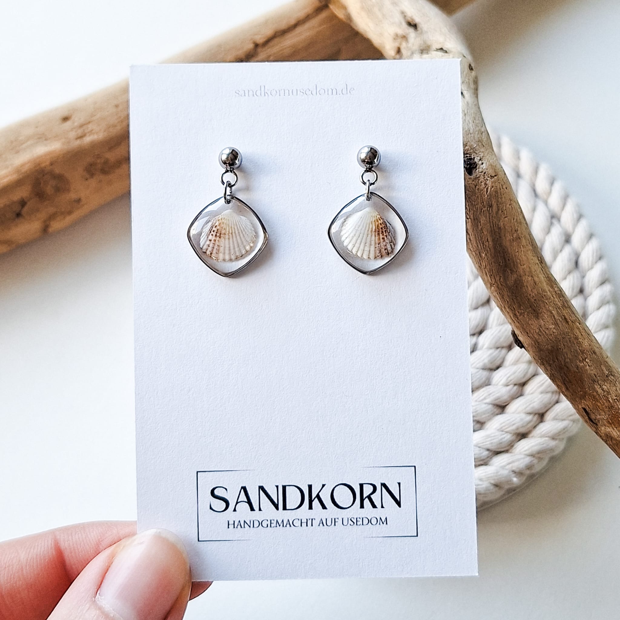 Ohrringe mit Herzmuscheln - Silber