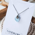 Seeglas-Halskette mit Muschel - Aqua - SANDKORN Usedom 