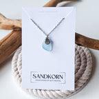 Seeglas-Halskette mit Muschel - Aqua - SANDKORN Usedom 