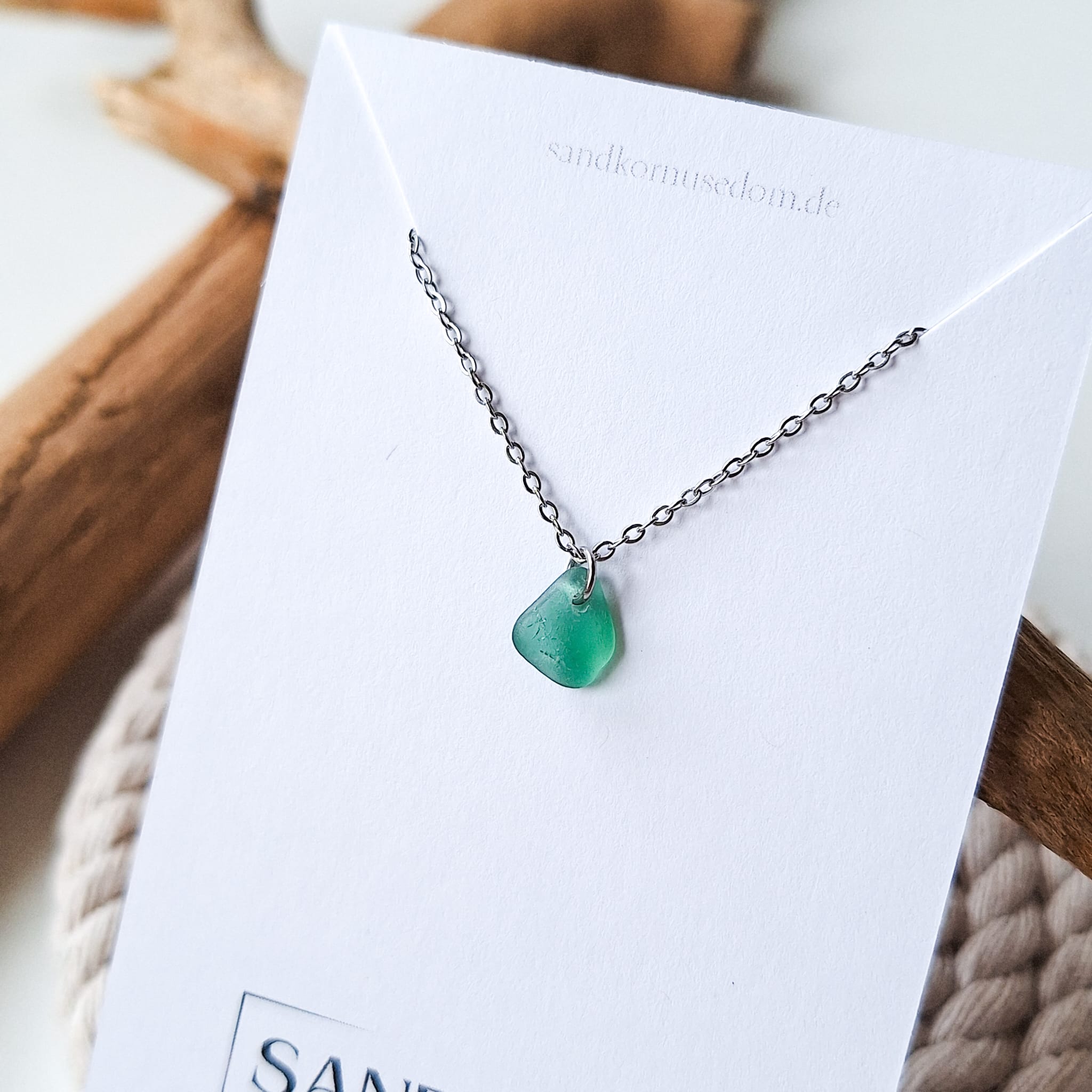 Mini Seeglas-Halskette - Teal