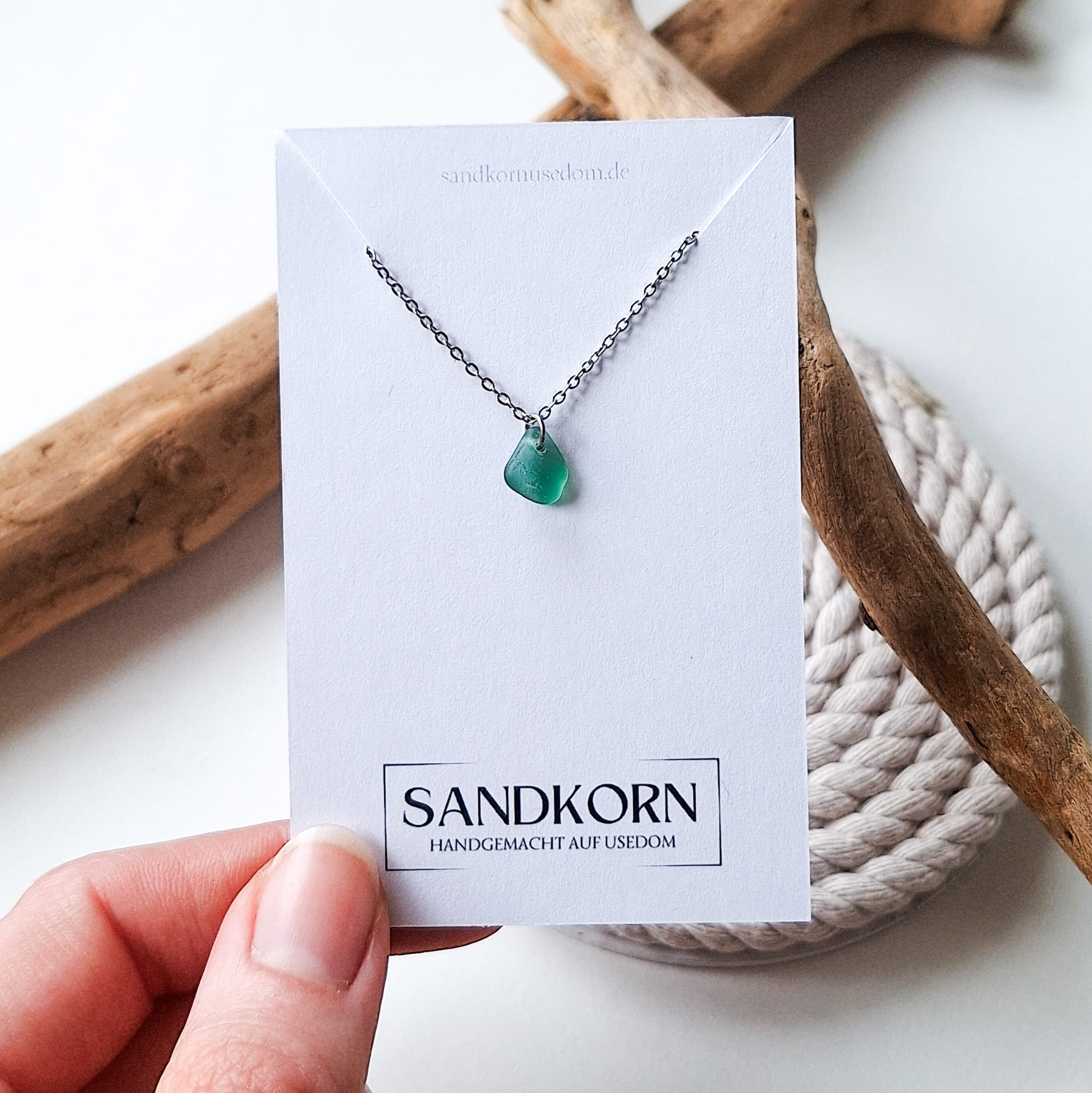 Mini Seeglas-Halskette - Teal