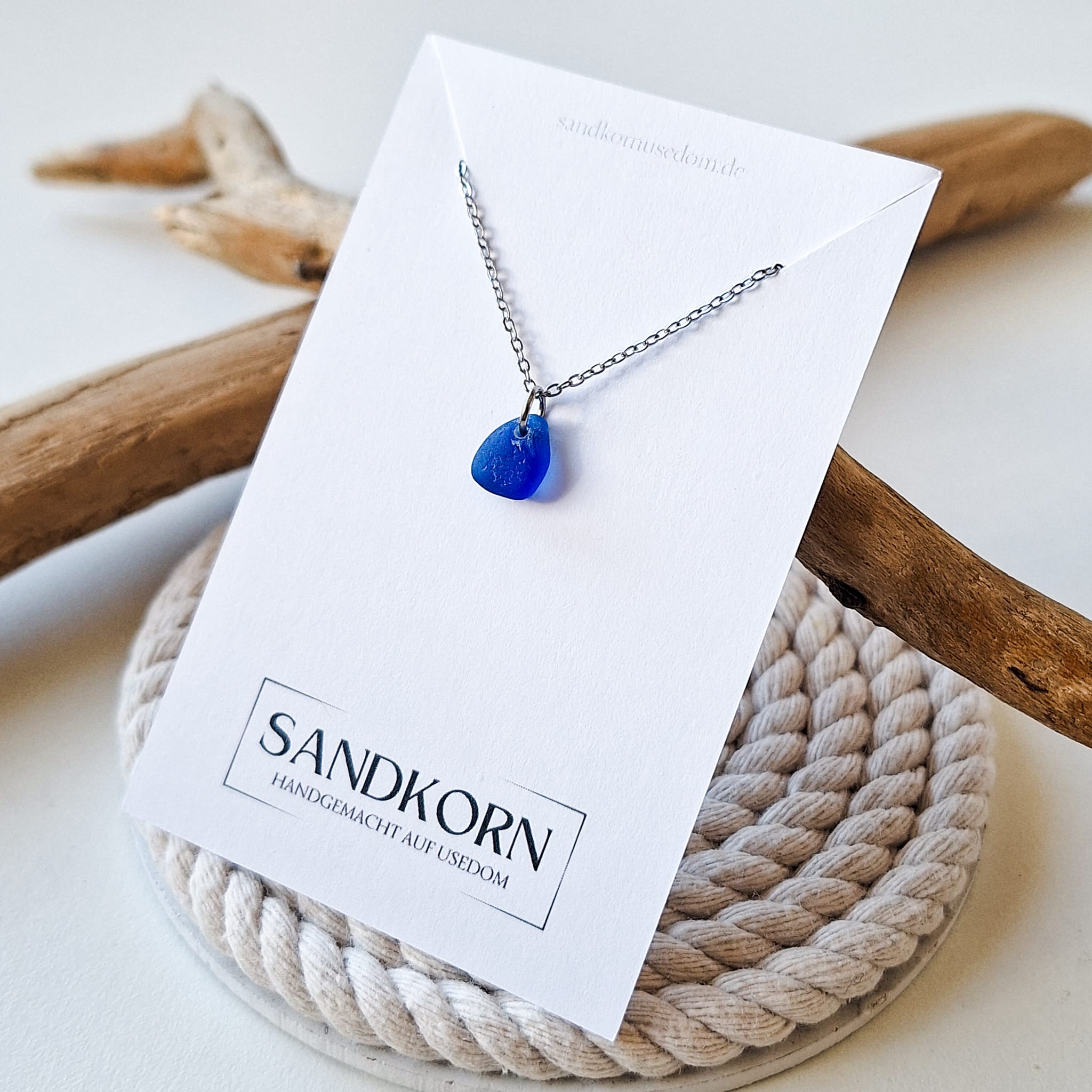 Mini Seeglas-Halskette - Kobaltblau - SANDKORN Usedom 
