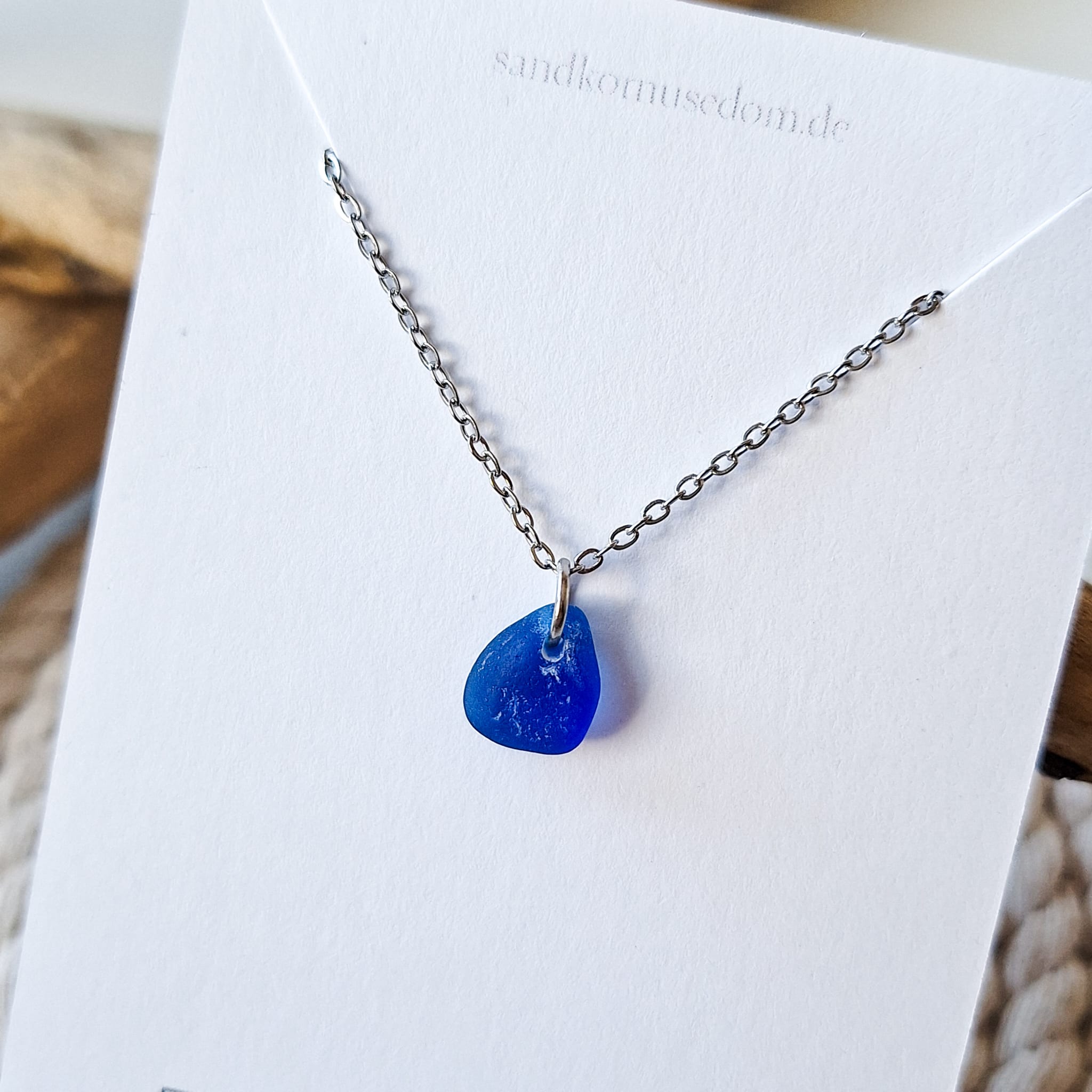 Mini Seeglas-Halskette - Kobaltblau - SANDKORN Usedom 