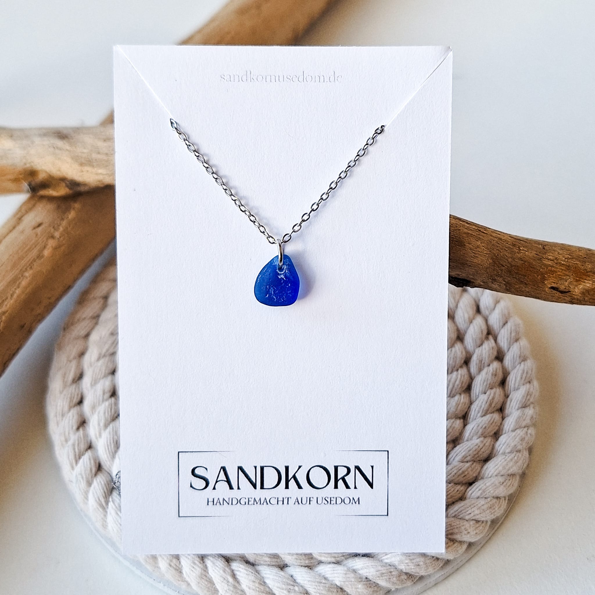 Mini Seeglas-Halskette - Kobaltblau - SANDKORN Usedom 