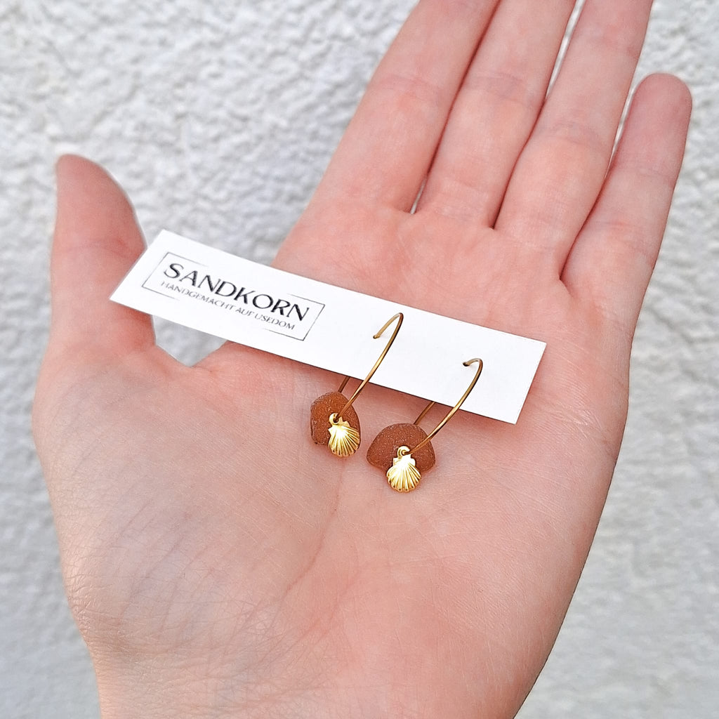 Sea glass hoop earrings - White