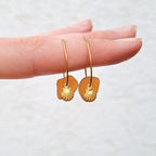 Sea glass hoop earrings - White