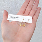 Sea glass hoop earrings - White
