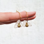 Sea glass hoop earrings - White