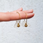 Sea glass hoop earrings - White