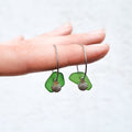 Sea glass hoop earrings - White
