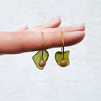 Sea glass hoop earrings - White