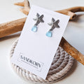 Sea glass hoop earrings - White