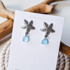 Sea glass hoop earrings - White