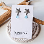 Sea glass hoop earrings - White