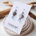 Ohrringe mit Muscheln und Seeglas - Blau