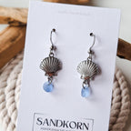 Ohrringe mit Muscheln und Seeglas - Blau