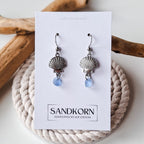 Ohrringe mit Muscheln und Seeglas - Blau