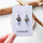 Ohrringe mit Muscheln und Seeglas - Blau