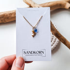 Halskette mit Delfin und Seeglas - Blau