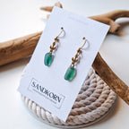 Ohrringe mit Anker und Seeglas - Teal