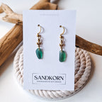 Ohrringe mit Anker und Seeglas - Teal