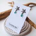Ohrstecker mit Seeglas und Seestern - Teal - SANDKORN Usedom 