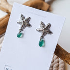 Ohrstecker mit Seeglas und Seestern - Teal - SANDKORN Usedom 