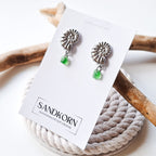 Stud earrings with sea glass and starfish - Aqua