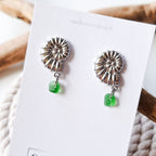 Stud earrings with sea glass and starfish - Aqua
