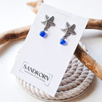 Stud earrings with sea glass and starfish - Aqua