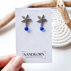 Stud earrings with sea glass and starfish - Aqua