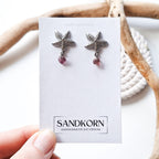 Stud earrings with sea glass and starfish - Aqua