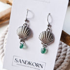 Earrings with shells and sea glass - Teal