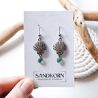 Earrings with shells and sea glass - Teal